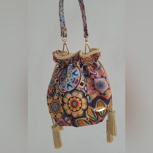 Colorful Floral Tapestry Crossbody Bag